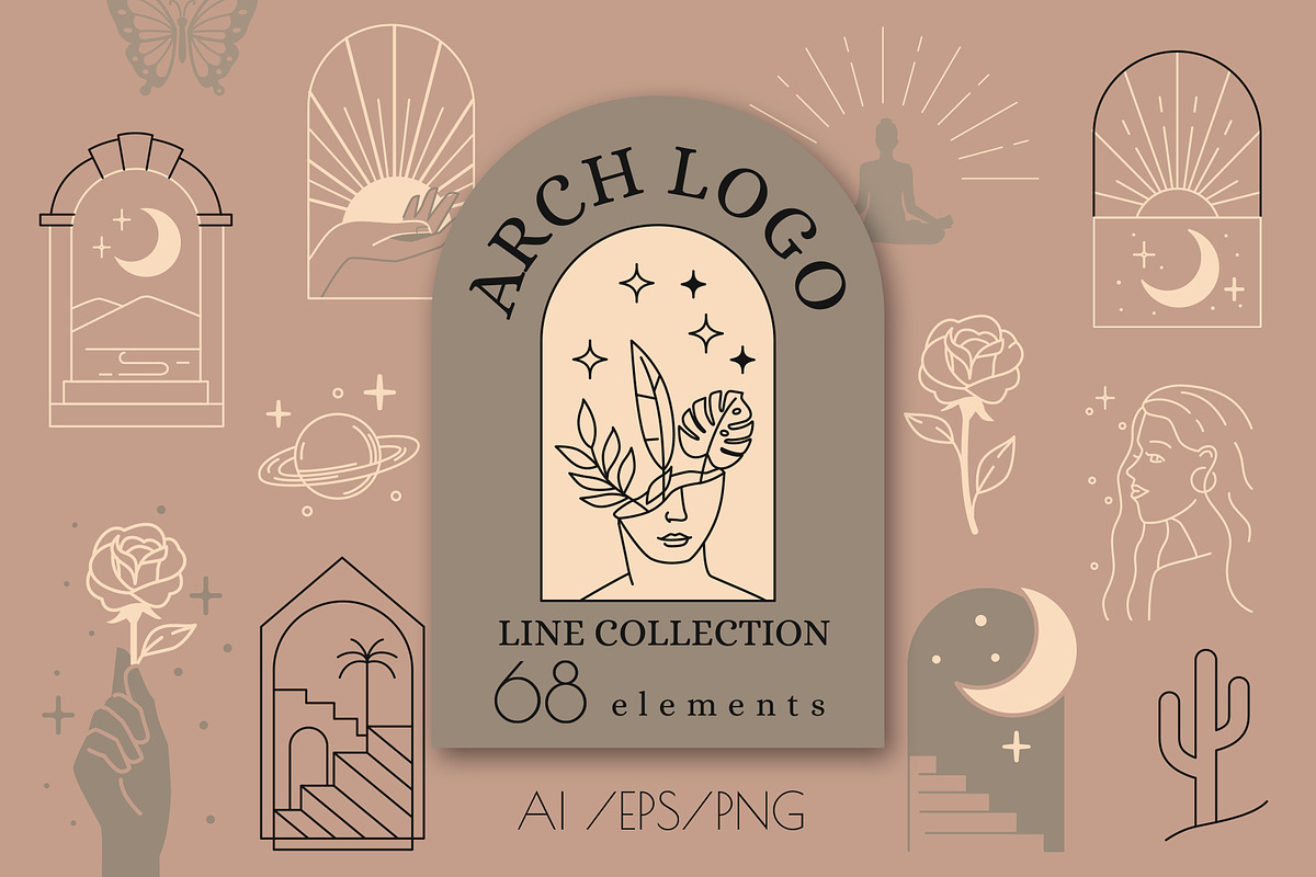 Arch line logo. Female art emblems., an Illustration by bioraven (Photo 1 of 11)