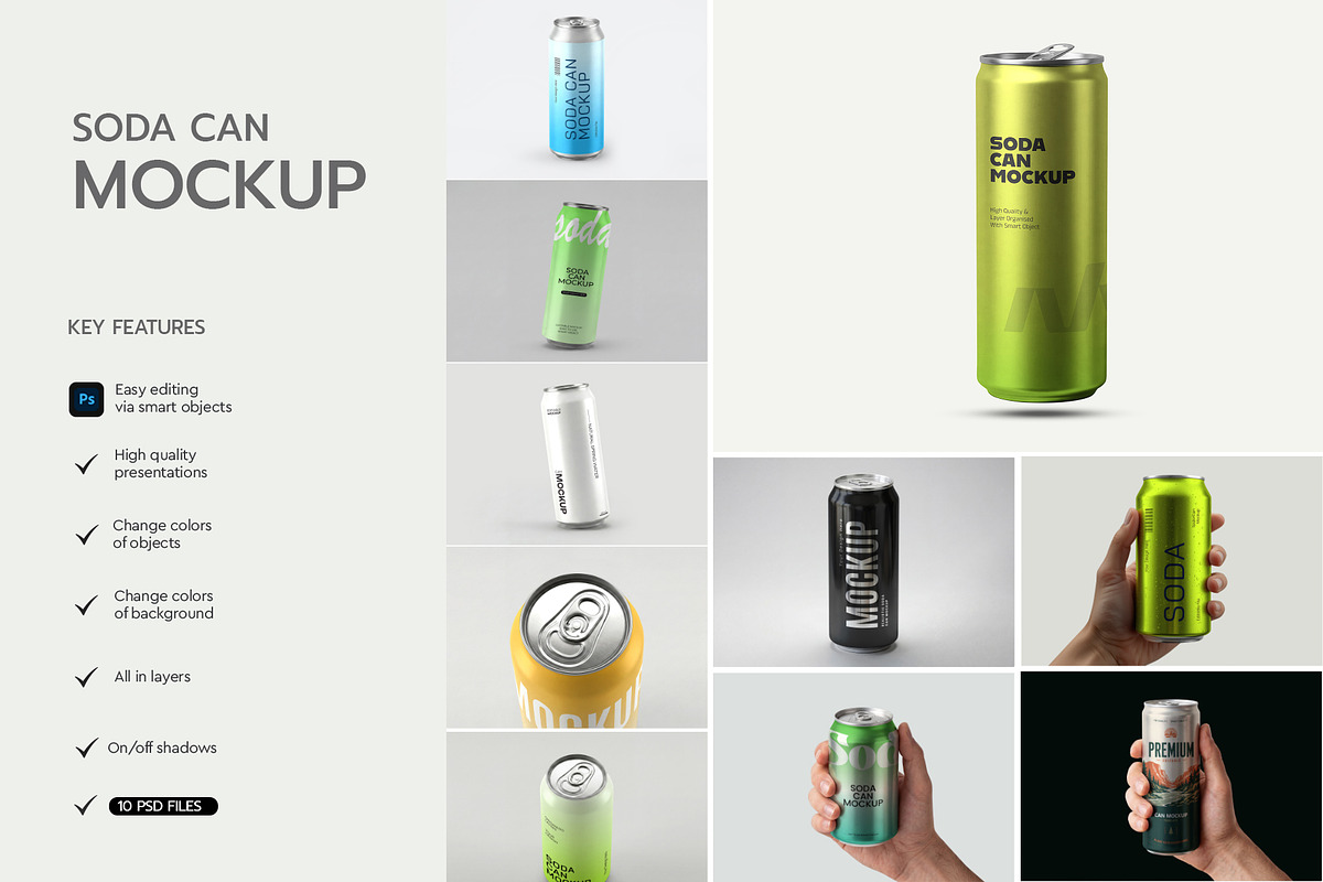 Metal Soda Can Mockup Bundle, a Packaging Mockup by graphypix (Photo 3 of 15)
