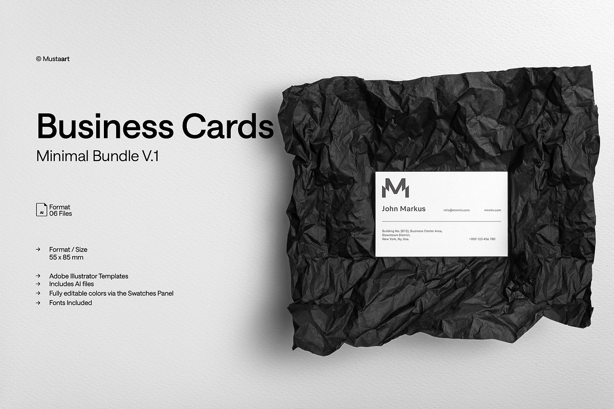 Minimal Business Cards - Bundle 01, a Business Card Template by MustaART (Photo 1 of 10)