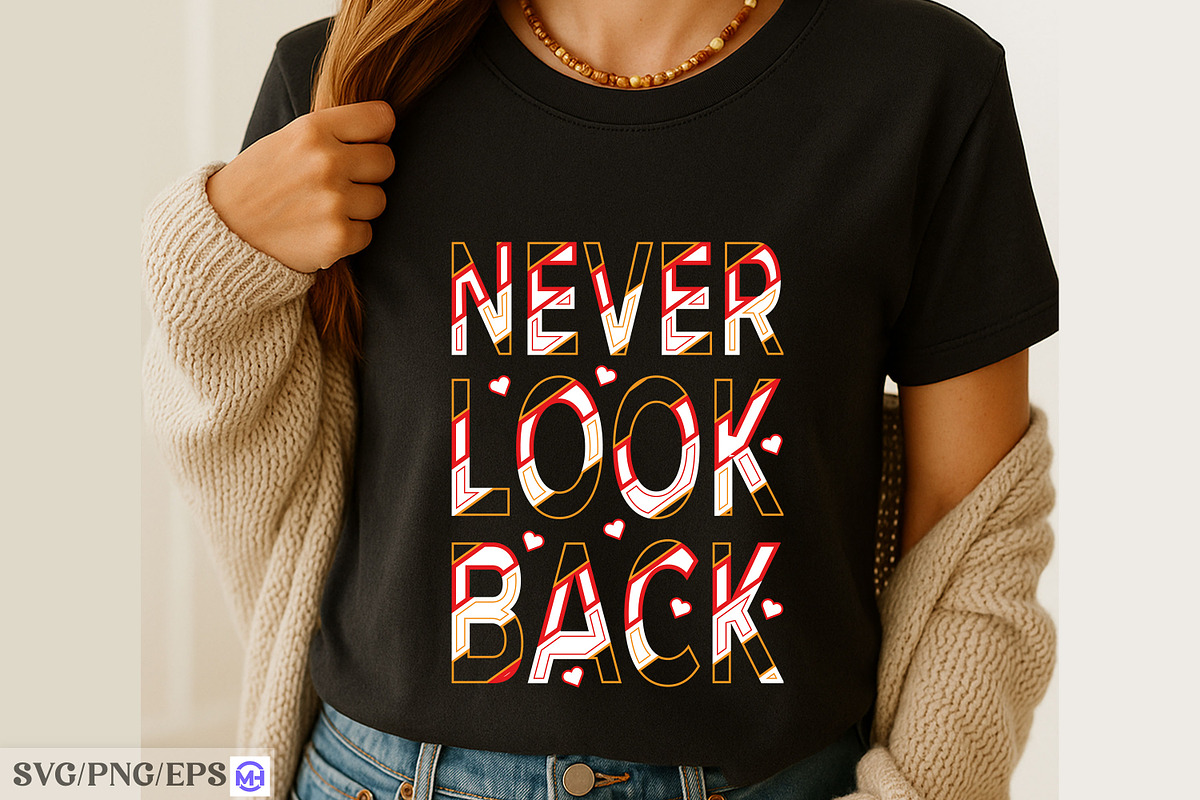 Never Look Back T-Shirt Design SVG, a Seasonal Illustration by mh_arif (Photo 2 of 3)