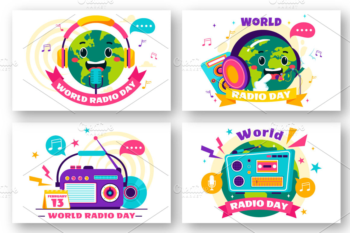 13 World Radio Day Illustration, a Technology Illustration by denayunebgt (Photo 2 of 4)