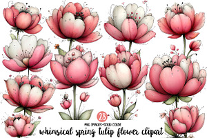 whimsical spring tulip flower clipar, an Illustration by Designworld