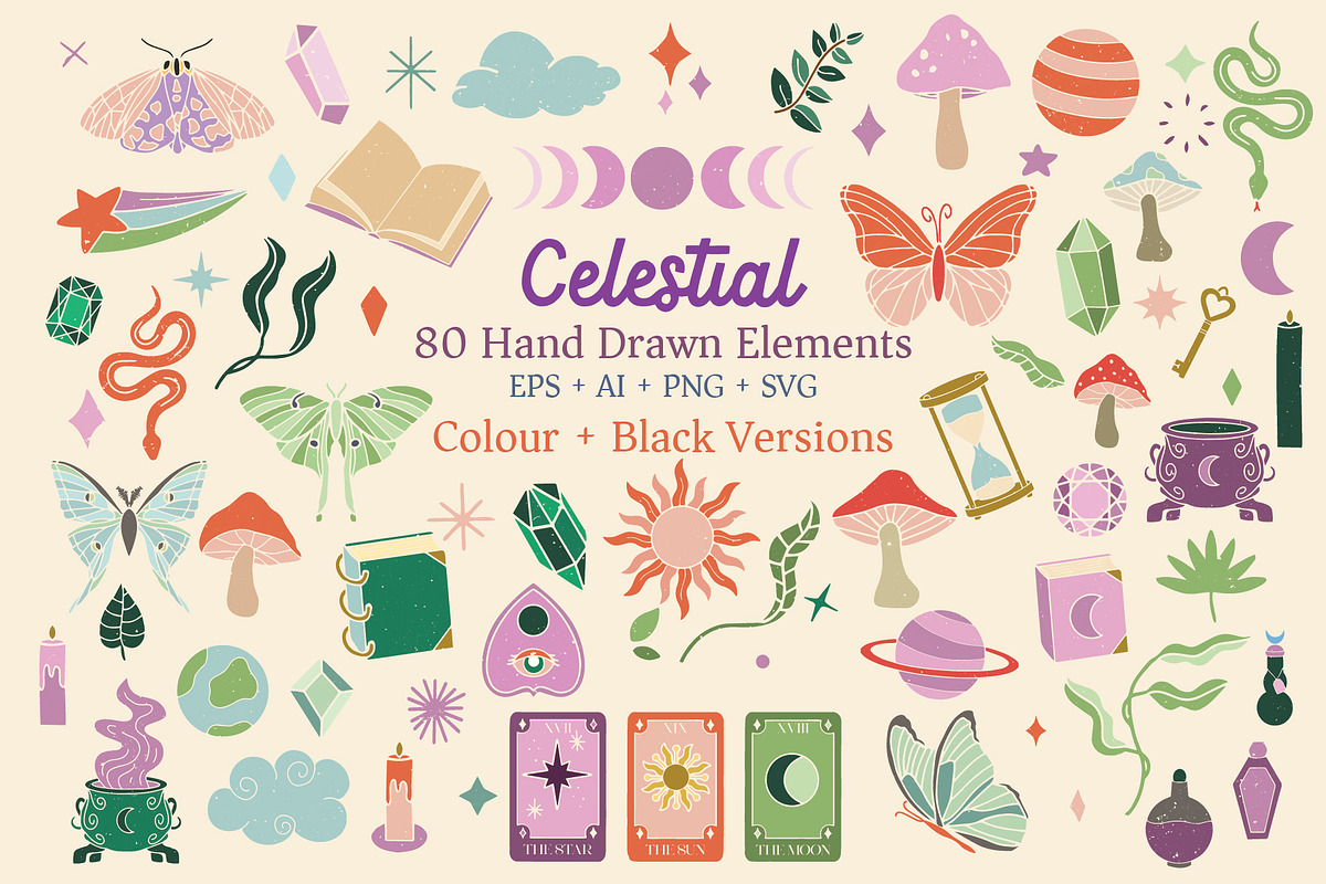 Celestial Retro Clipart Bundle, an Object Illustration by Ginny and Sam (Photo 2 of 8)