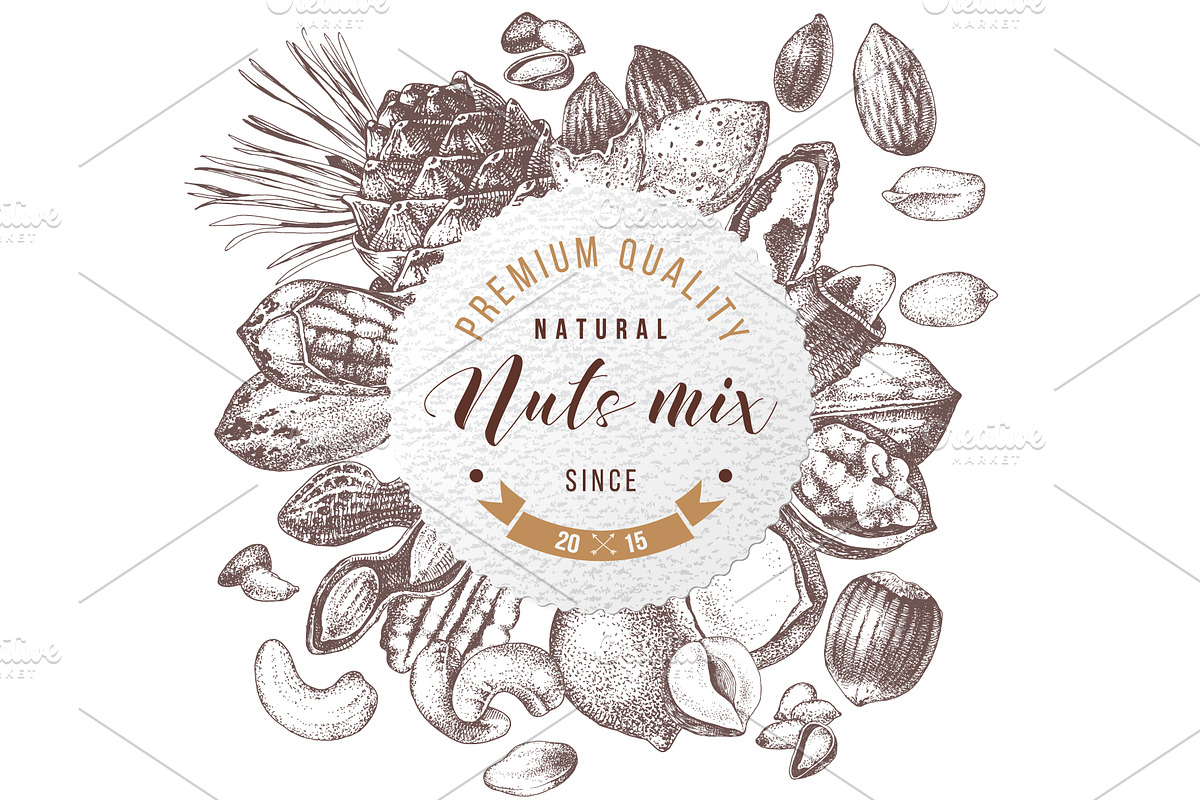 Hard nut graphic design set, a Food Illustration by handsketched (Photo 7 of 18)