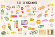Sushi 50 Watercolour Handpainted Art, a Food Illustration by Violet LeBeaux (Thumbnail 2 of 3)
