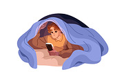 People use gadgets at night set, a Person Illustration by PaperTrident (Thumbnail 8 of 9)