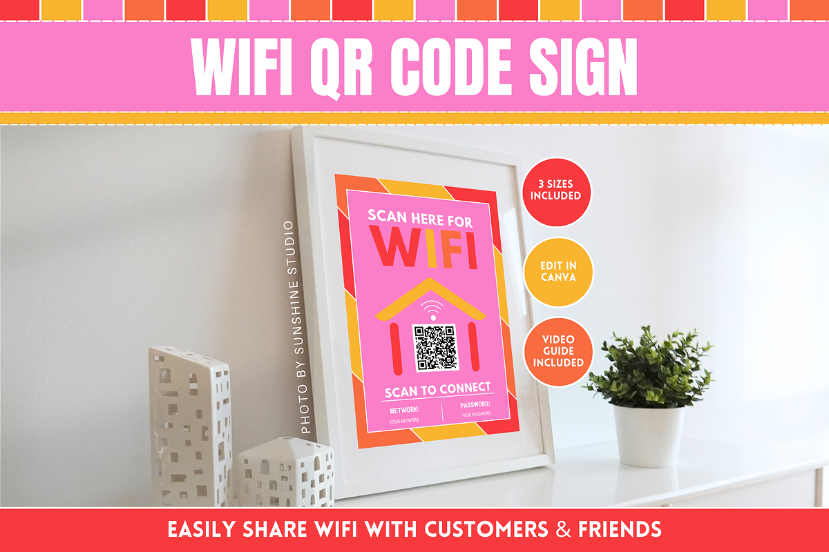 WiFi QR Code Sign - Colorful, a Card Template by SunshineStudioBoutique (Photo 1 of 10)