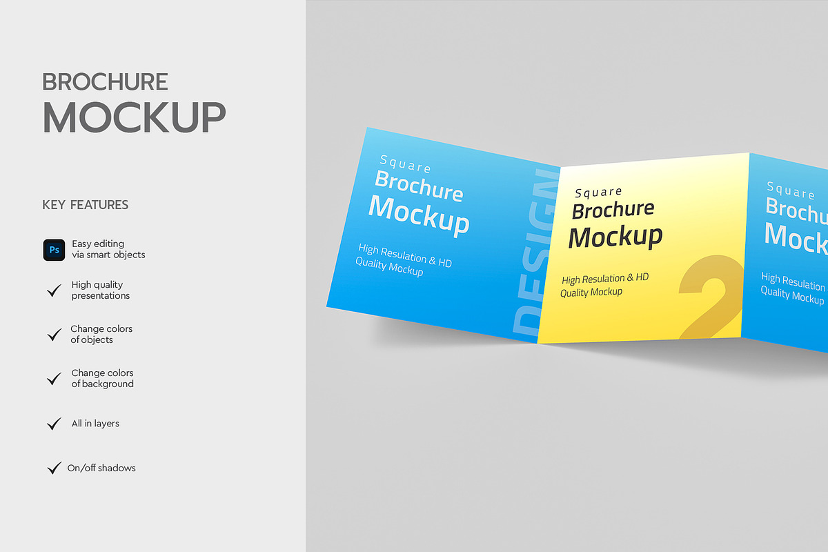 Square Brochure Mockup, a Product Mockup by graphypix (Photo 2 of 4)