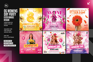 6 Women's party Flyer Design Bundle, a Flyer Template by Shajib Shikder