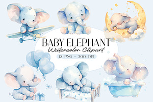 Cute Elephant Baby Shower Clipart