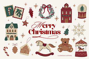 Merry Christmas Clipart, a Decorative Illustration by Barkova Nadya