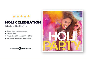 Holi Celebration  Flyer Template