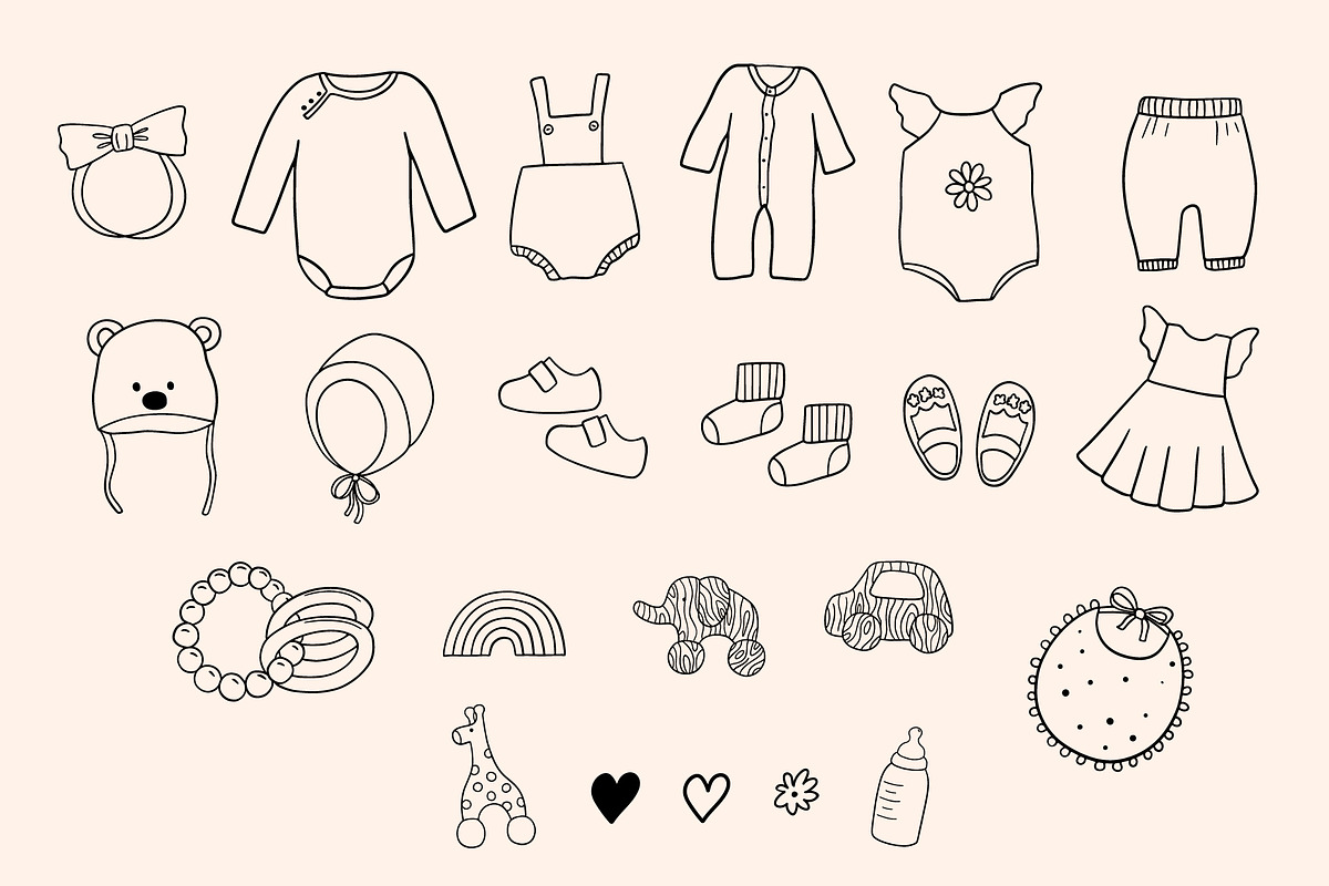 Baby line doodle set, an Object Graphic by ElenaPlatovaArt (Photo 3 of 10)