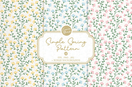 Vintage Folk Floral Patterns 01, a Pattern Graphic by Euonia Meraki