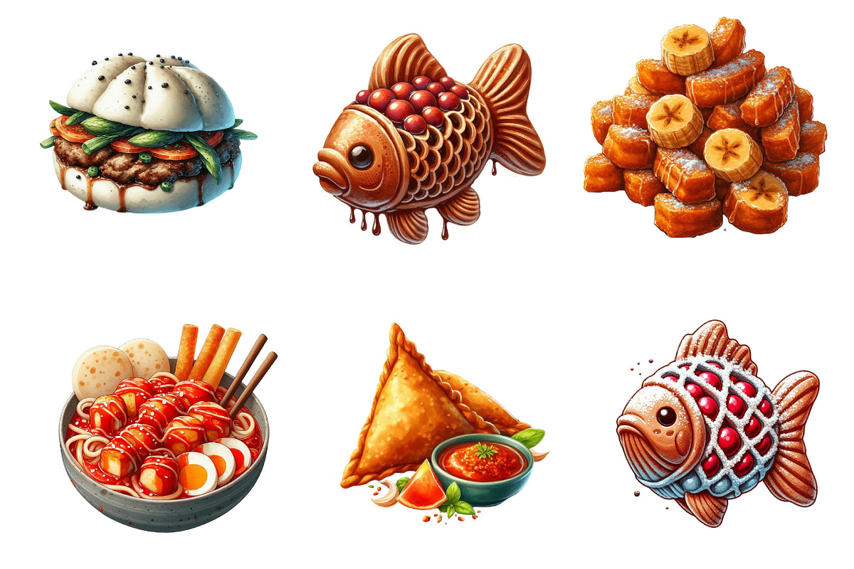 Street Food Watercolor Set PNG, an Illustration by SinaCreation (Photo 3 of 7)