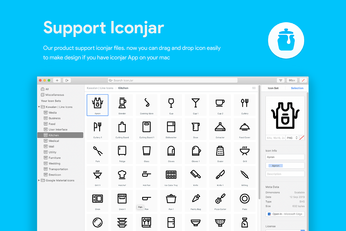 50 Kitchen Line Icon, an Outline Icon by Kawalan Studio (Photo 9 of 9)