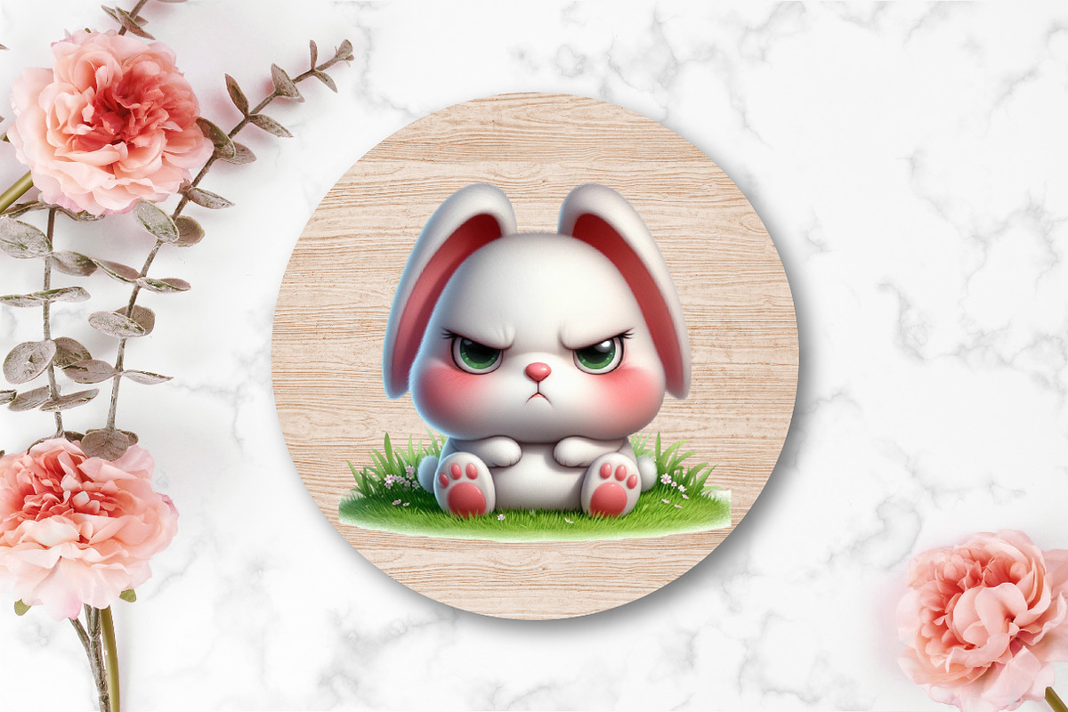 Watercolor Funny Grumpy Bunny PNG, an Illustration by CraftArtStudio (Photo 4 of 5)