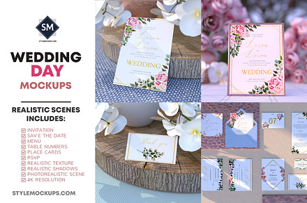 Wedding Day Mockups, a Print Template by StyleMockups