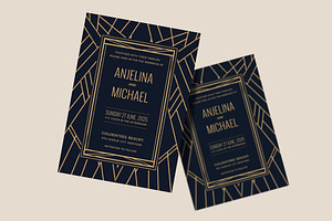 Art Deco Wedding Invitation, a Print Template by DesignWorkz