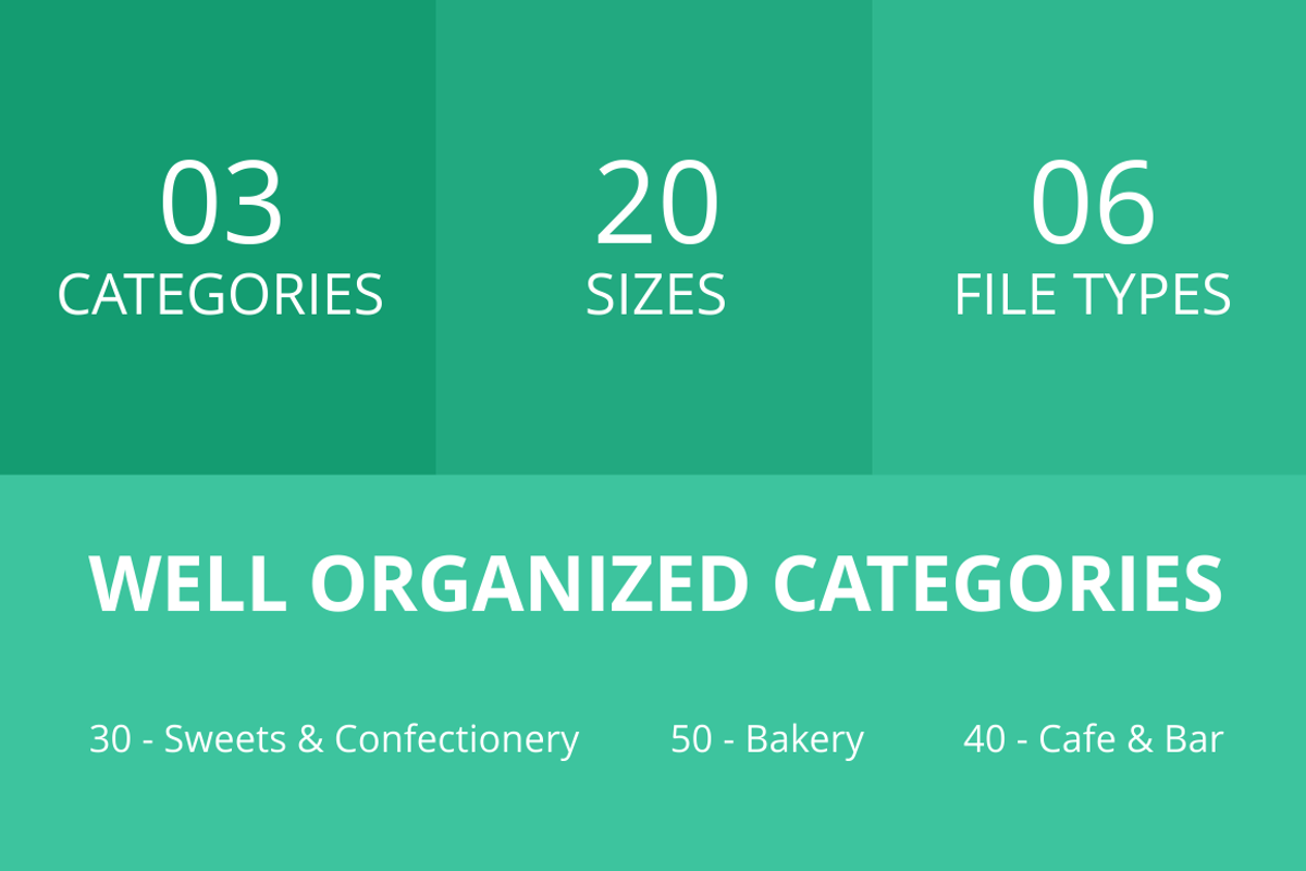 120 Sweets & Bakery Flat Icons, an Outline Icon by IconBunny (Photo 3 of 6)