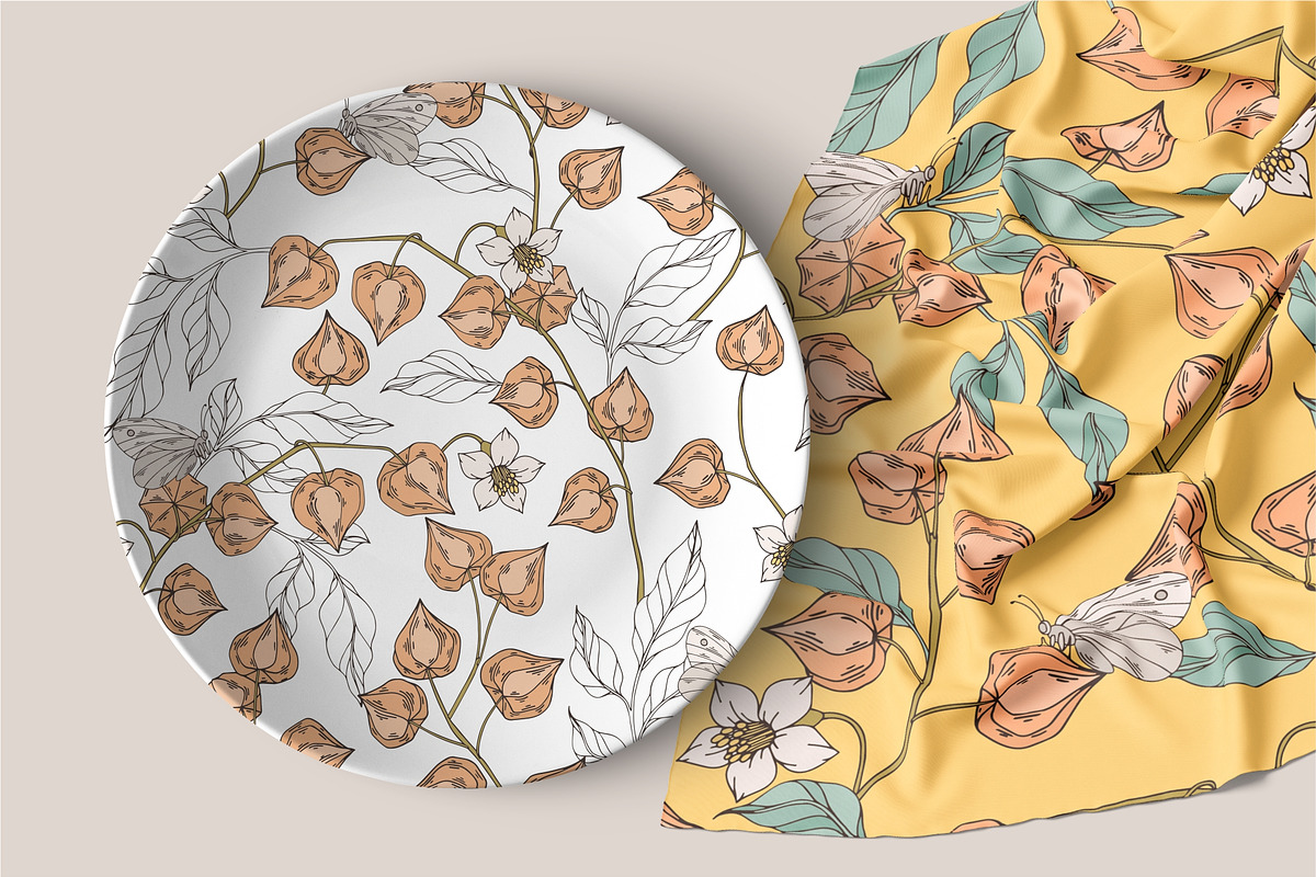 Seamless pattern with physalis, a Pattern Graphic by Elona Laff (Photo 4 of 5)