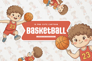 Adorable Basketball Kids Cartoon, a Sport Illustration by Gohsantosa