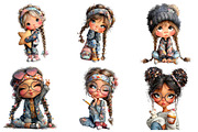 Cute Little Girl Clipart with Braids, an Illustration by DreamArtGraphic (Thumbnail 3 of 4)