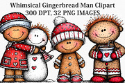 Whimsical Gingerbread Man Clipart, an Illustration by Canvas Craft (Thumbnail 1 of 7)