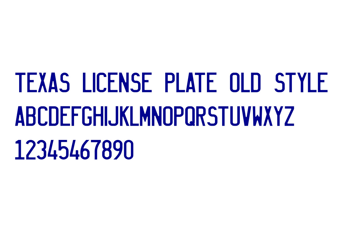 Texas Old style license plate font, a Sans Serif Font by frizio (Photo 4 of 4)