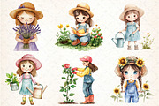 Cute Girl Gardener Cliparts, an Illustration by DreamCafeArt (Thumbnail 4 of 9)