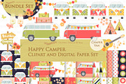 Camping Van, Bug Bus, Red & Green, an Illustration by Mia's Graphic Design (Thumbnail 1 of 11)