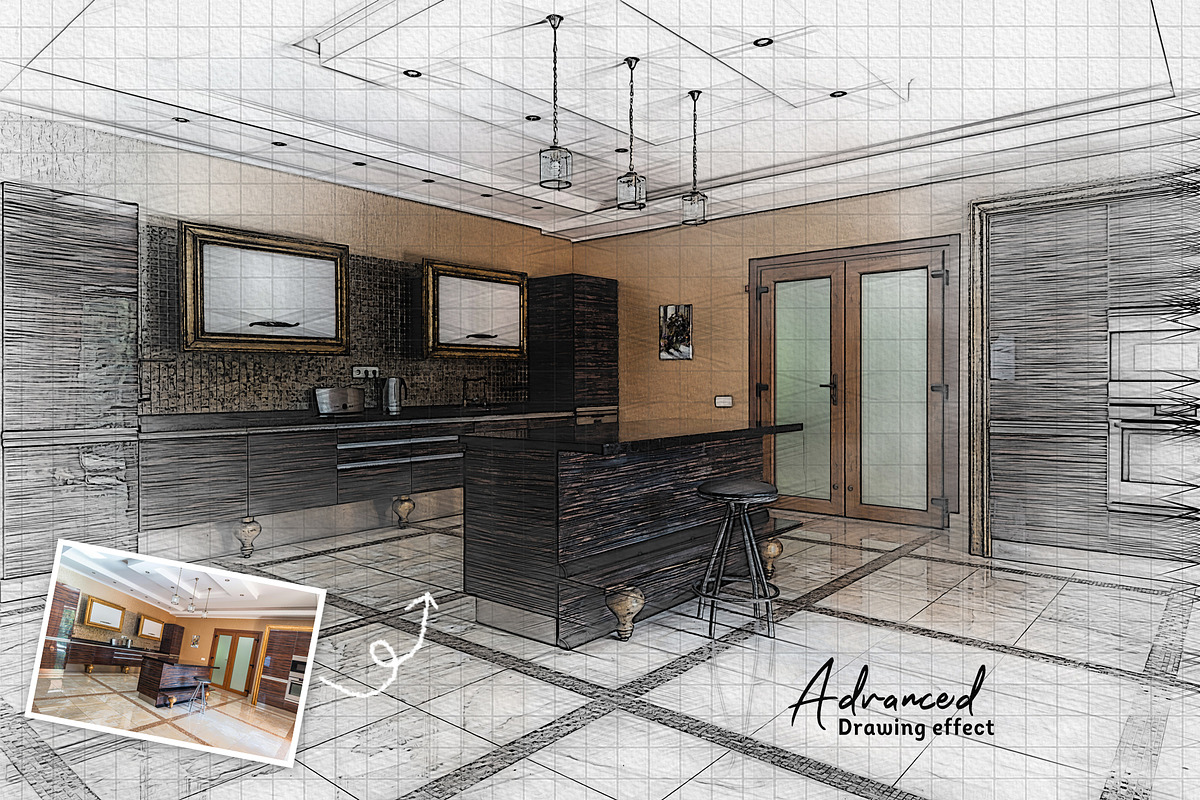 Architecture Sketch Photo Effect, a Brushes & More by zahidhossainalif (Photo 7 of 10)