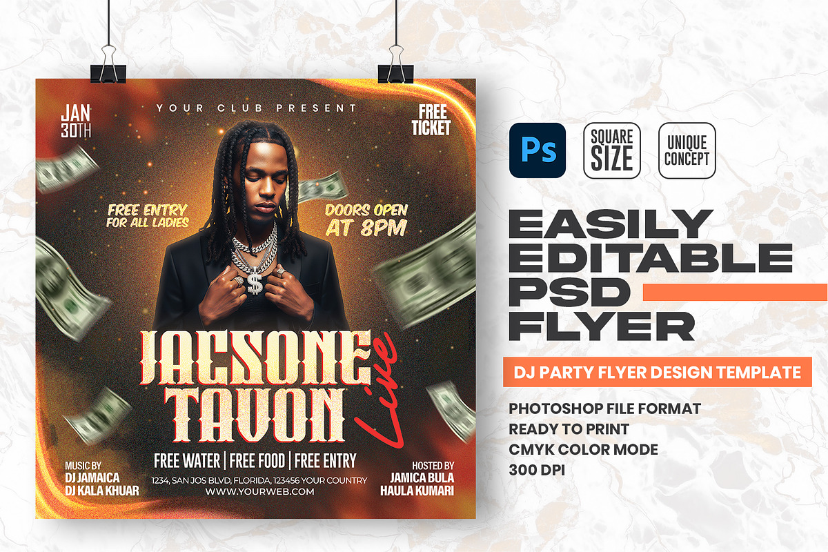 DJ Party Flyer Design Template, a Flyer Template by Shajib Shikder (Photo 1 of 2)