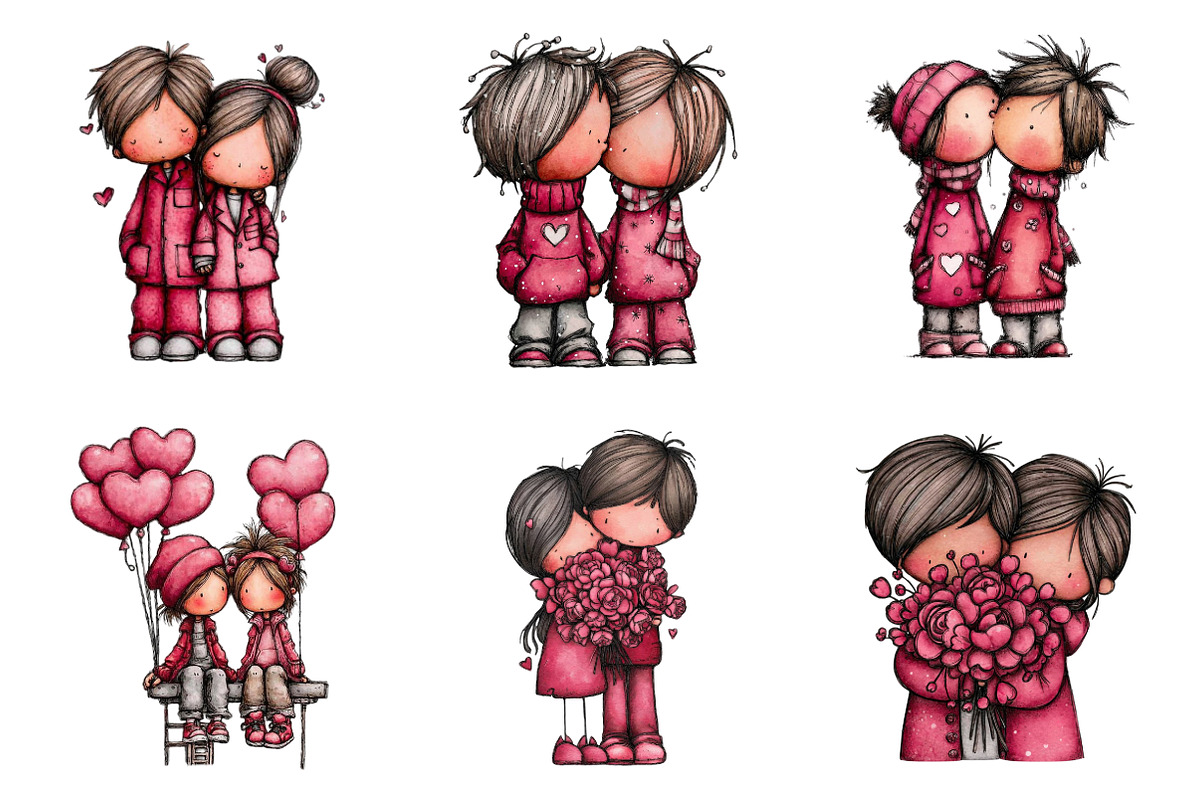 Valentines Couple Clipart, an Illustration by SinaCreation (Photo 3 of 11)