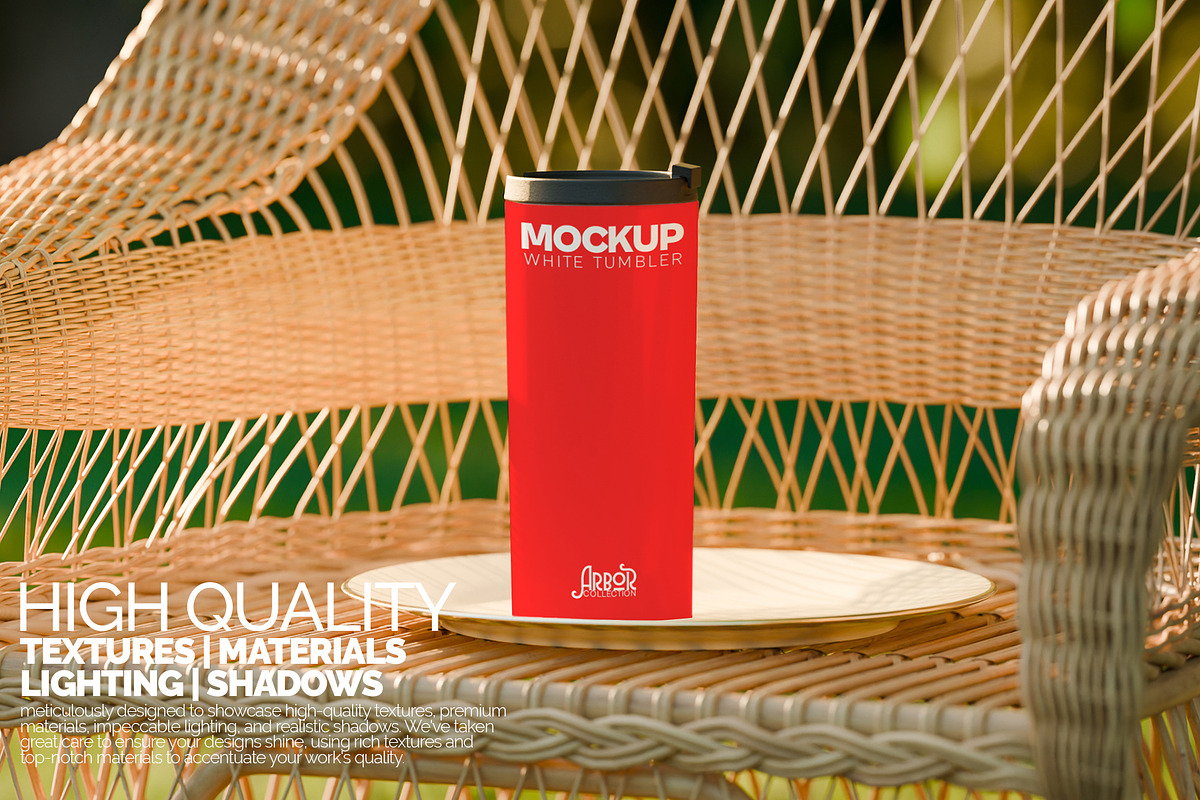 White Straight Tumbler Mockup Arbor, a Cups & Container Mockup by Banana Mockups (Photo 3 of 6)