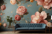 Surreal Floral Wall Mural&Wallpaper, a Wallpaper Graphic by sibel dayı (Thumbnail 6 of 8)