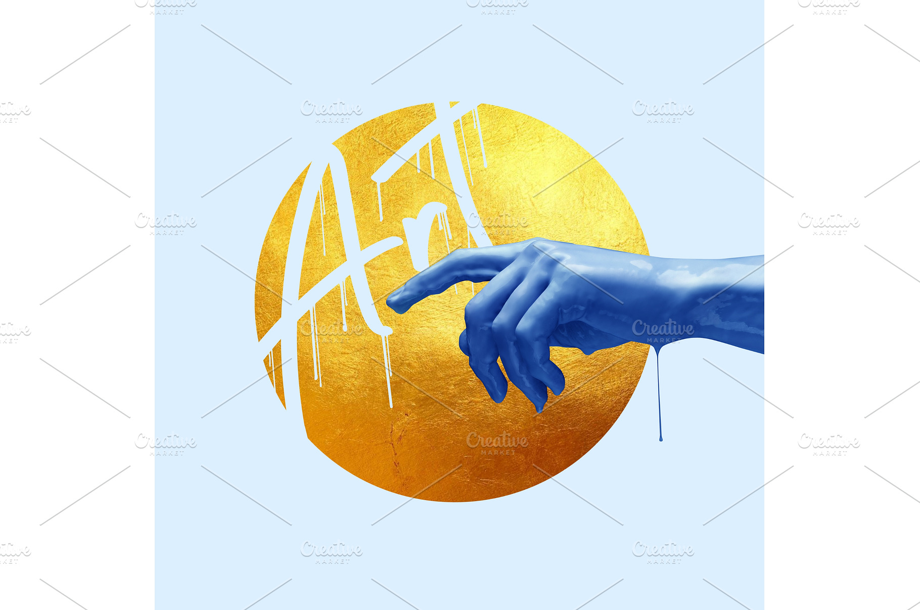 Female hand painted in blue color, an Abstract Photo by Volodymyr Melnyk