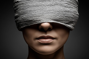 Blindfolded woman with fabric cover, a Person Photo by MistyDay