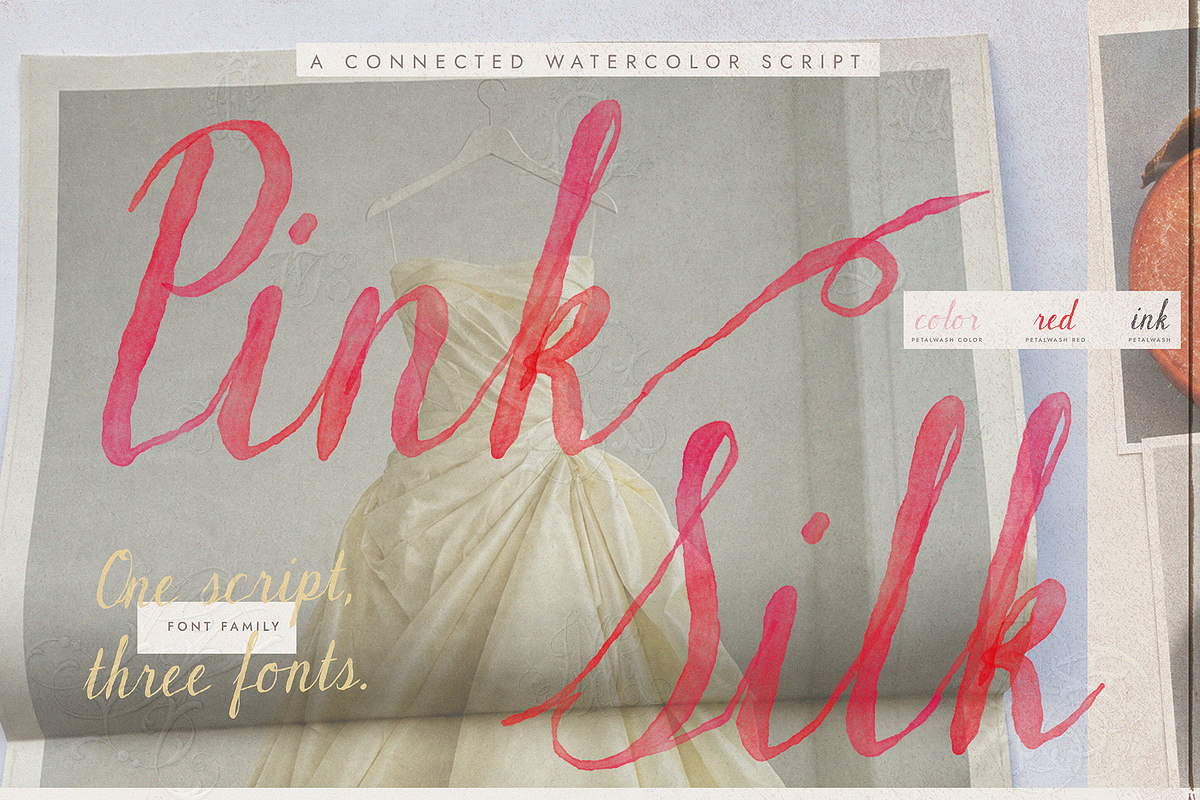 Petalwash - Watercolor Script Font, a Handwritten Font by Lilithcollageart (Photo 1 of 10)