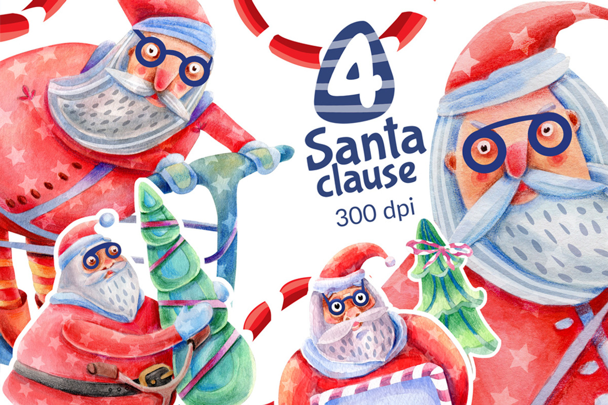Santa Claus watercolor and Christmas, a Graphic by Olha Kalyta (Photo 1 of 8)
