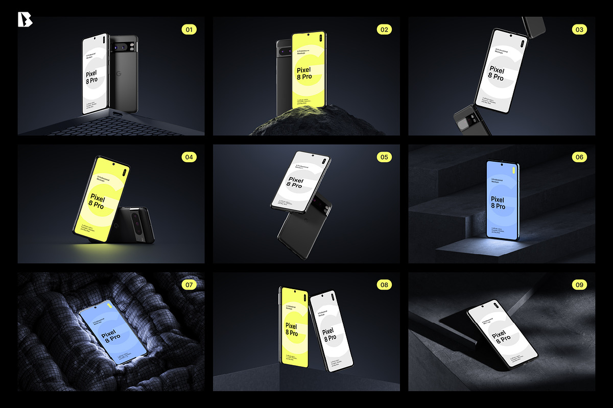 Pixel 8 Pro - Mockups bundle, an Android Mockup by Bran. (Photo 3 of 9)
