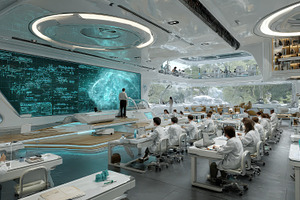 Futuristic Classroom Students Learni, a Photo by Pixeness Studio