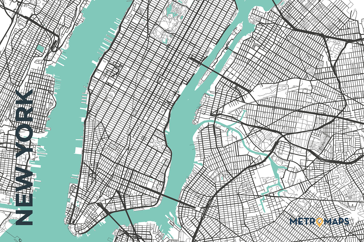 MAP SET - Black/Turquoise - 15 Maps, a Graphic by MetroMaps (Photo 12 of 16)