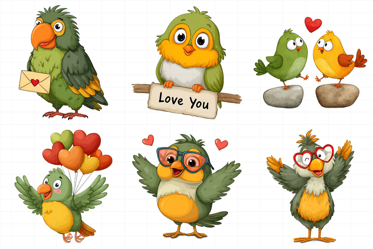 Whimsical Valentine Vogel Clipart, an Illustration by Daily.Designs (Photo 8 of 8)