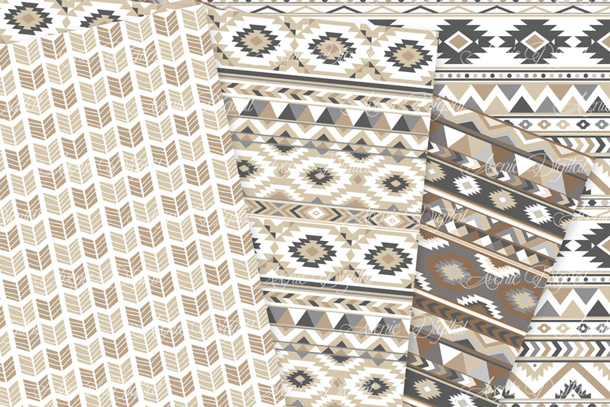 Neutral Aztec Digital Paper, a Pattern Graphic by Avenie Digital (Photo 2 of 4)