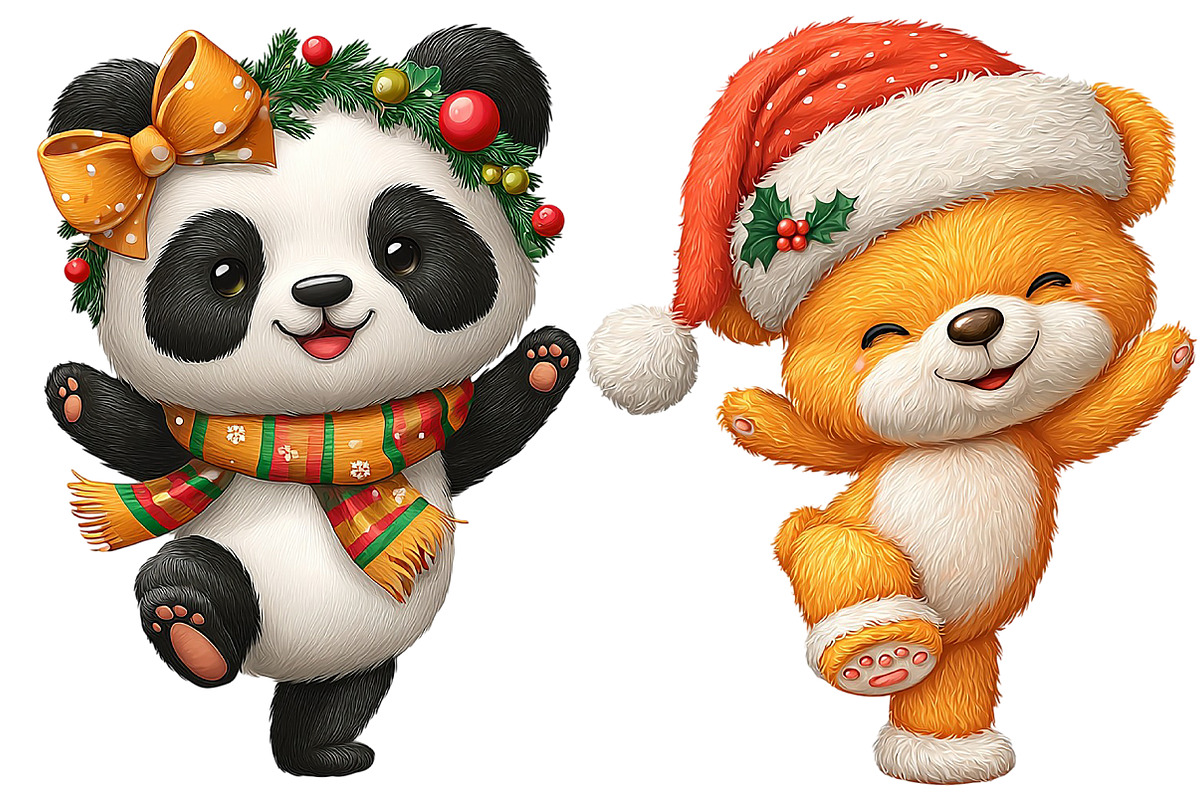 Dancing Animals Christmas Watercolor, an Illustration by Craft Nest (Photo 11 of 11)