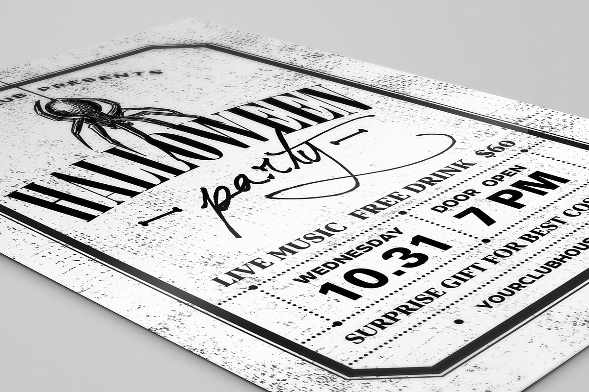 2 Vintage Halloween flyer templates, a Flyer Template by Marie T (Photo 4 of 7)