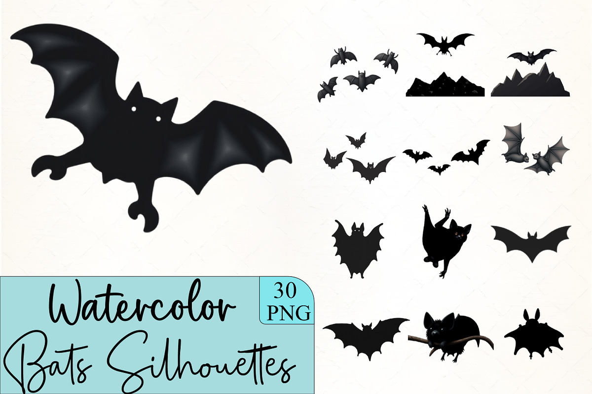Bats Silhouettes Clipart, an Icon by CrexoraLab (Photo 1 of 5)