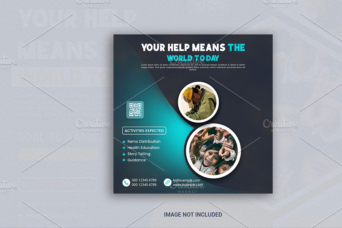 Charity social media post web banner, a Social Media Template by graphics city
