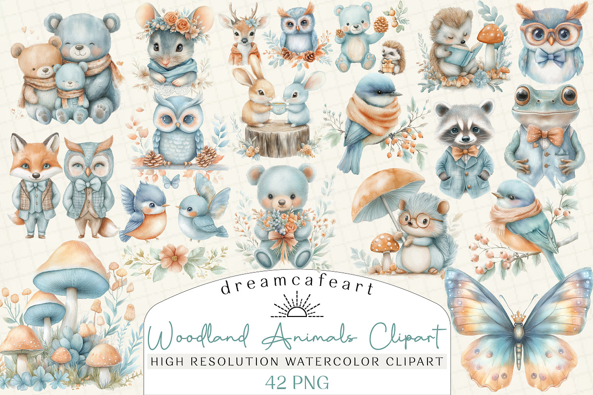 Woodland Animals Clipart, an Illustration by DreamCafeArt (Photo 1 of 6)